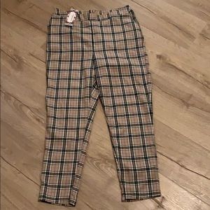 BooHoo Total Check Slim Trousers Size 8 NWT